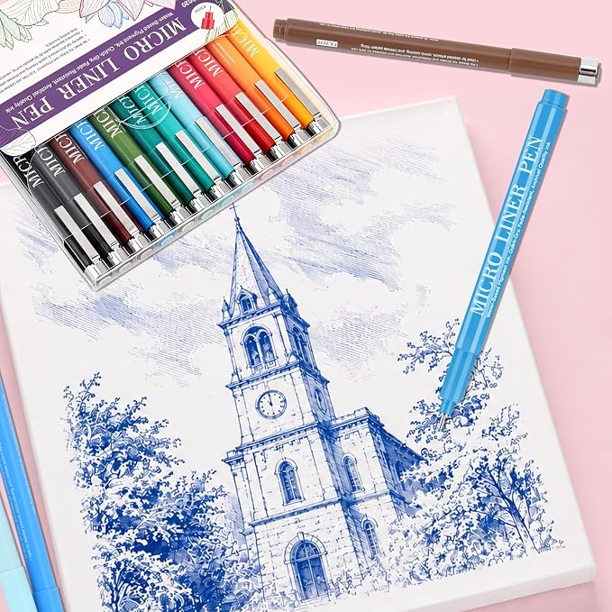 12 Colors Micro Waterproof Fine Point Pen