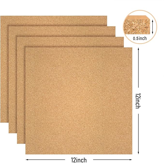 Cork Board Tiles - 8 Packs Adhesive Corkboards for Wall,Small Cork Board Decorations, CorkBoard Squares, Cork Sheet Decorative CorkBoard for Office, School & Home