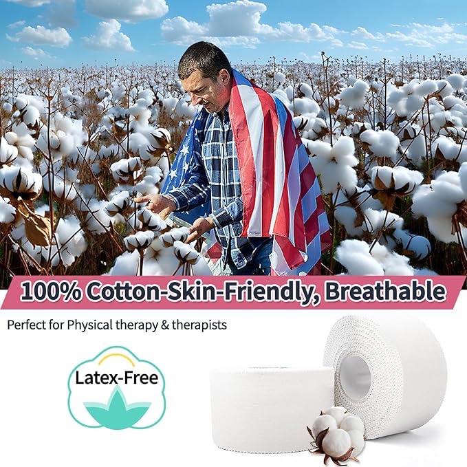 Athletic Tape 2 Pack White Sports Tape Athletic Strong-Breathable-Easy Tear-No Sticky Residue Wrist Ankle Tape for Lacrosse Boxing Gymnastics Climbing Soccer Hockey Bat Injuries Medical