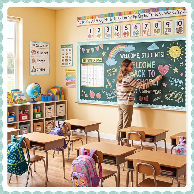 2 Rolls 65.6ft Mint Green Gingham Bulletin Board Borders Decoration Green Checkered and Straight Edge Bulletin Borders Board Trim for Office School Classroom Chalkboard Party Decoration