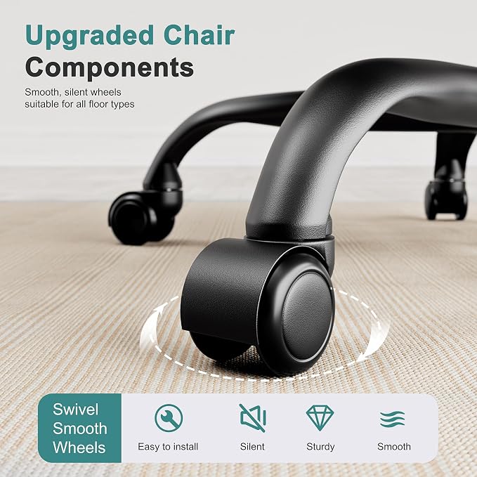 Shintenchi Mesh Office Chair, Ergonomic Home Office Desk Chair with Adjustable Lumbar Support, Headrest, 90°-135° Tilt, Computer Chair for Home Office, Gray Task Chair