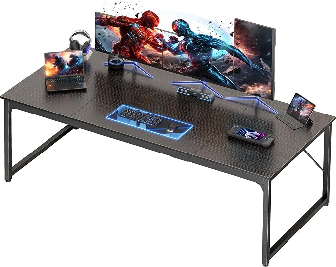 70.8 X 29.5 Inch Computer Desk with Deeper Desktop, Gaming Office Writing Work Desk for Home Office, Study, Bedroom, Work from Home, Metal Frame, Black