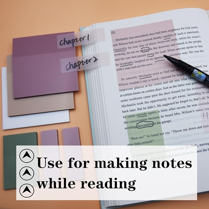 YOUDEFUL Clear Sticky Notes,Translucent Sticky Notes in 3 Sizes | Waterproof Translucent Sticky Note for Books Annotation, Back to School Sticky Notes for Bible Study, School, Office