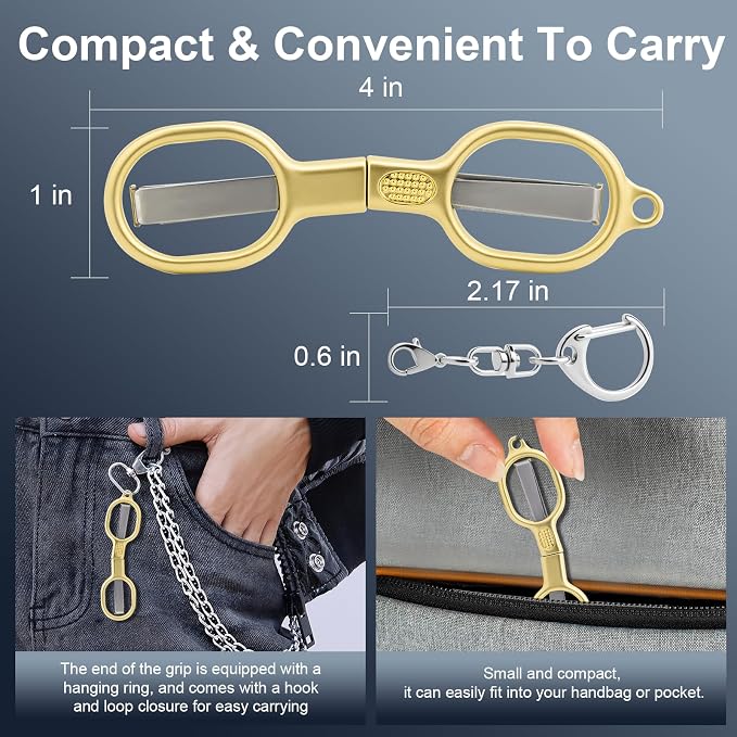 BSADIY 2 Pcs Mini Folding Stainless Steel Badge Scissors with 2 Keychains | Safety Foldable Pocket Small Travel Scissors All Purpose for Travel, Home, Office, Craft, Sewing, Nurse Accessories (Gold)