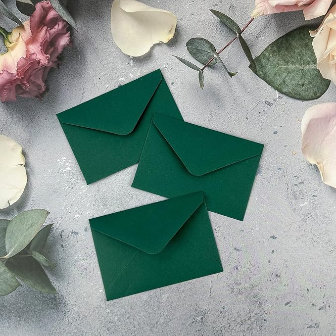 150 Packs of Gift Card Envelopes, Mini Envelopes, Gift Card Holder, Business Card Envelopes (4"x2.75") (dark green)