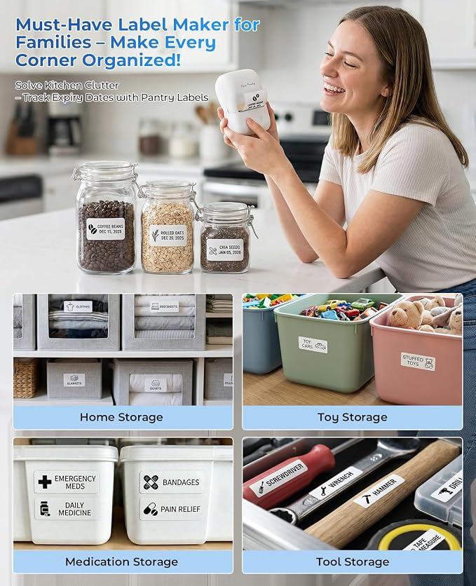 Label Maker Machine, A421 Bluetooth Label Portable Thermal Printer for Small Business & Home, Inkless Printer for Barcode, Address, Office, Compatible with iOS & Android, with 3 Label | for Small Business & Home, Inkless Printer for Barcode, Address, O...
