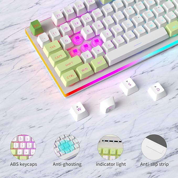 MageGee GT838 Gaming Keyboard and Mouse Combo, 104 Keys RGB Backlit Quiet Wired Keyboards with Number Pad, Metal Panel, Anti-Ghosting, Keyboards Set for Desktop, Laptop, PC, Green