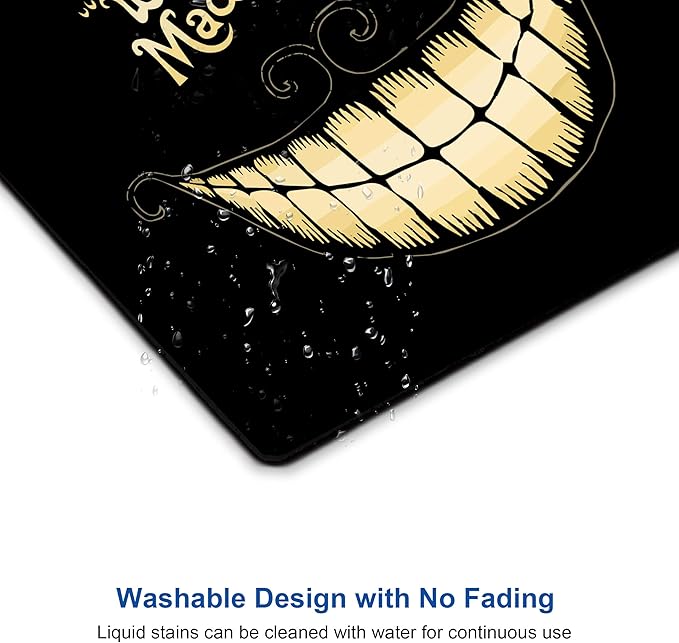 We're All Mad Here Funny Mouse Pad, Small Non-Slip Rubber Gaming Mousepad for Wireless Mouse, Desk Mat for Office & Home Use