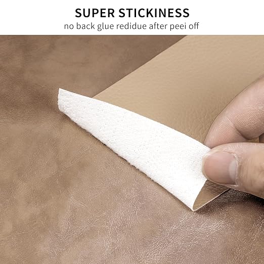 Leather Repair Patch Tape, Light Brown 17 x 61 Inches Self Adhesive Leather Repair Kit for Furniture, Car Seat,Vinyl Leather Repair Kit for Office Chairs, Bags, Luggage