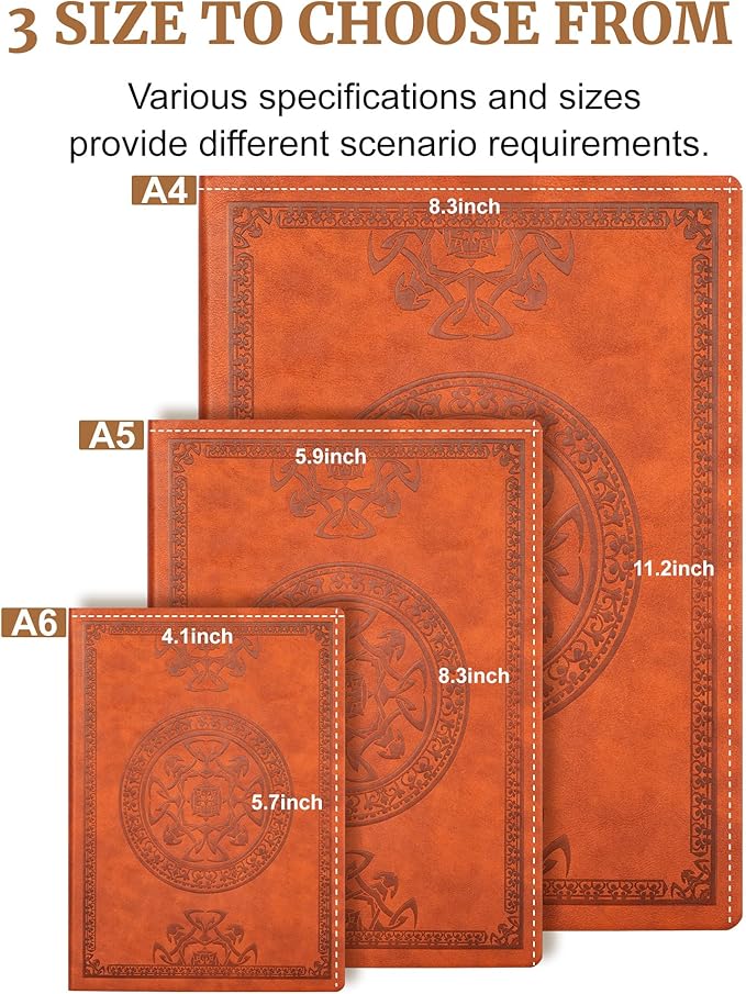 CAGIE Lined Journal Notebook for Women Men, 300 Pages Soft Cover Notebook Leather Journals for Writing, 180 Lay Flat Vintage Mens Journal Personal Diary 8.5"×11", Brown
