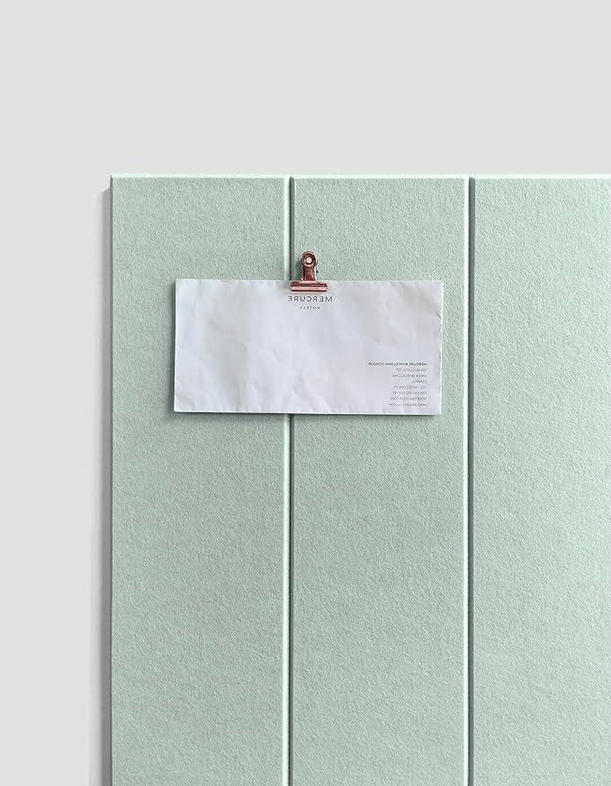 Shiplap Felt Wall Tiles (8-Pack) - Large 24x6 Acoustic Pinboard & Sound Dampening Memo Board, Decorative Bulletin Board with Included Adhesive Mounting Tabs -Mint