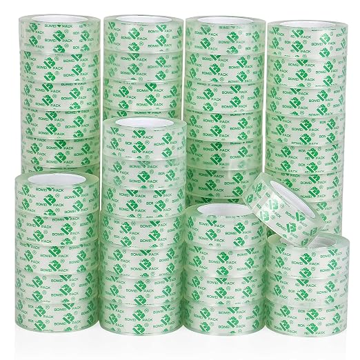 BOMEI PACK Crystal Clear Transparent Tape, 60 Rolls Transparent Stationery Tape Refills Rolls 3/4-Inch x 1000 inch, 1 inch Core, Clear Gift Wrapping Tape Refill Roll for Office, Home, School