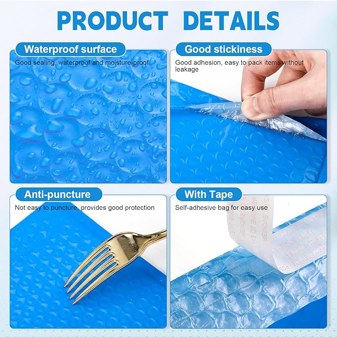 302 Pcs Trading Card Shipping Protector Set Include 200 Precut Plastic Inserts Card Mailers 100 Poly Bubble Mailers Padded Envelopes and 2 Masking Tape(Blue,5.1 x 5.9 Inch)