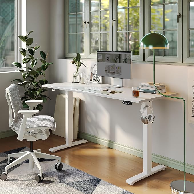 Agilestic 48 * 24 Inch Height Adjustable Electric Standing Desk, White | Sit Stand Up Computer Desk, Memory Presets, Stable Steel Frame,154 lbs, Easy Assembly, Splice Board, Home Office, Studying