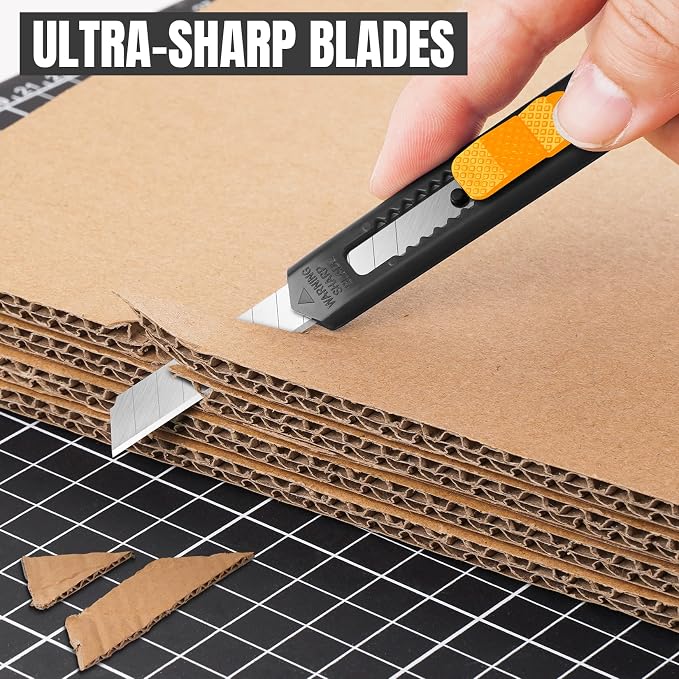 30 Pack Box Cutter Retractable, 9mm Razor Knife, Utility Knife | Snap-off blades, exacto knife and box opener for boxes, cartons, cardboard, paper, vinyl and rope for home, office and school