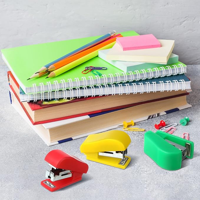 Fainne 30 Pcs Mini Stapler Bulk with Staples Back to School Portable Multicolor Small Stapler Bulk Hand Held Desk Staplers Cute School Supply Set for Office Teacher College (Classic Color)