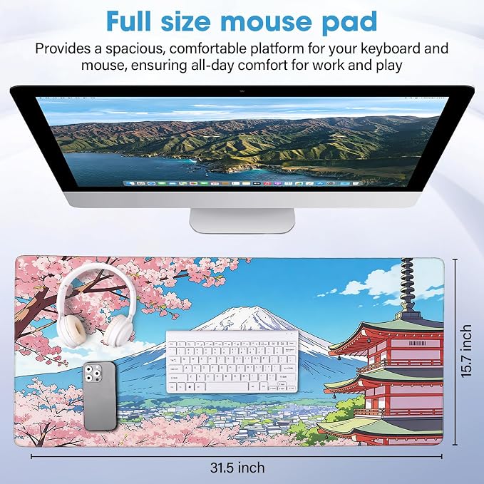 Waterproof Desk Mat 31.5x15.7 Inch - Extra Large Mouse Pad, Building | Covers Full Desk Non Slip Rubber Backing Easy to Clean