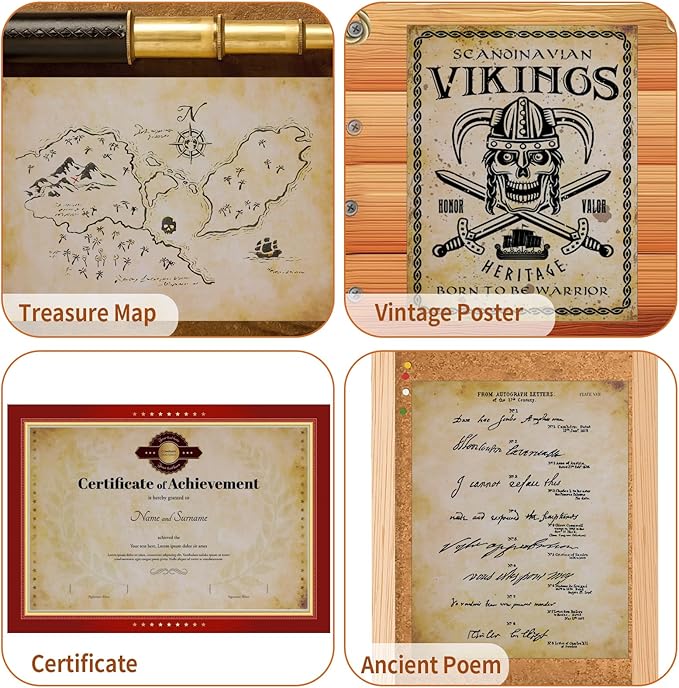 80 Sheets Vintage Paper, 8.5" x 11" Letter Size Printer Paper, Antique Stationery for Writing, Double-sided Aged Parchment Paper for Printing, Decorative Old Look for Invites Resume