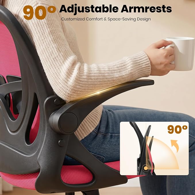 Drafting Chair Tall Office Chair with Flip-up Armrests Executive Ergonomic Computer Standing Desk Chair with Lumbar Support and Adjustable Footrest Ring (Fire Brick)