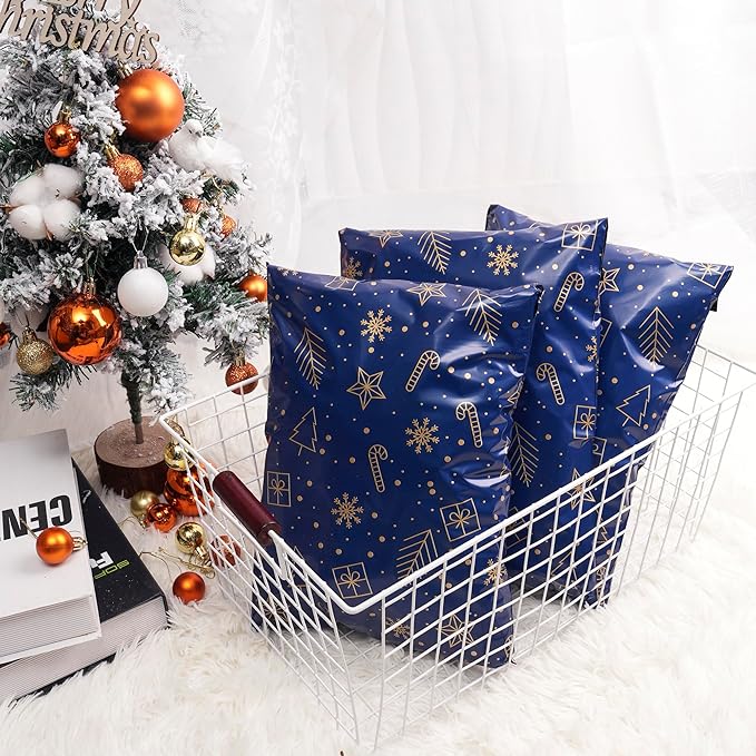 Christmas Poly Mailer 10x13 Inch 100 Pcs, Waterproof and Tear-Resistant Shipping Bags for Clothing, Strong Mailing Bags with Self-Seal, Cute Packaging Bags for Small Business - Starrysky