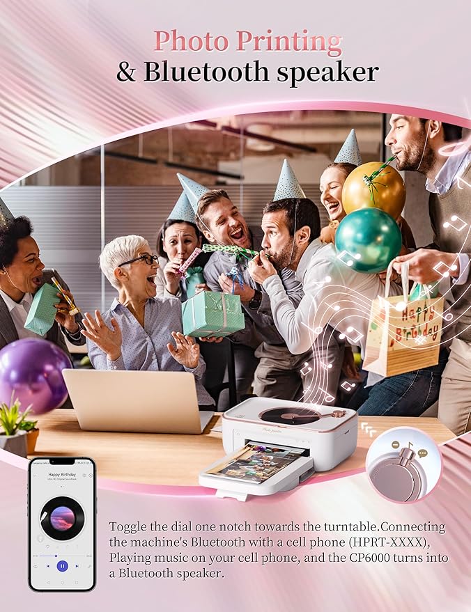 HPRT Photo Printer 4x6,+20 Sheets&1Ribbon White, Portable Instant Picture Printer for iPhone, Android, Audio Function, Thermal Dye-Sublimation, AR Video Printing,Wi-Fi Wireless Photo Printers