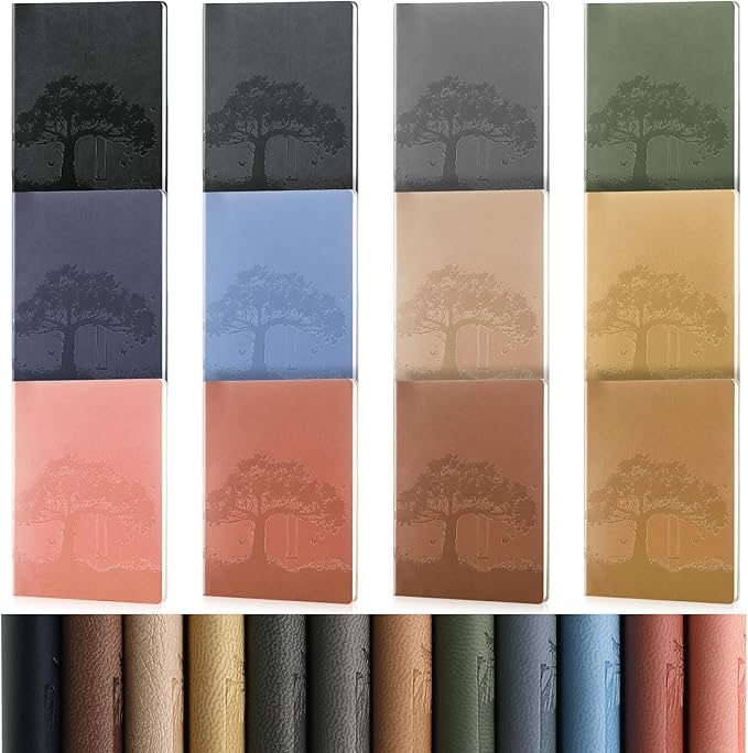 TaoBary 12 Pcs Employee Appreciation Gift A5 PU Leather Journals Bulk Colorful Tree Lined Journal Notebook Soft PU Leather Cover Ruled Writing Notebook for Office School Teacher Nurse (Vivid Color)