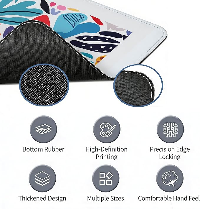 Abstract Computer Desk Mat Matisse Boho Mouse Pad 31.5x11.8 | Aesthetic Desk Matt for Desktop, Floral Long Keyboard Mats,Colorful Desk Decor, Office Decoration for Women