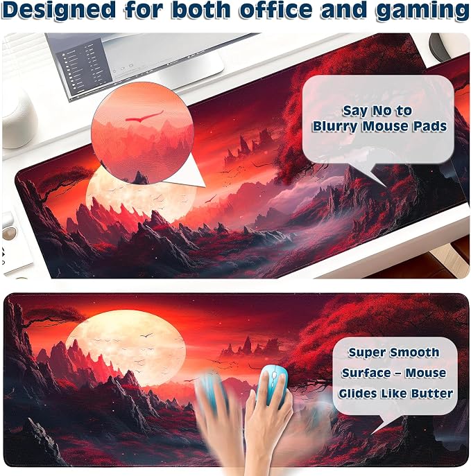 Gaming Mouse Pad, Desk Mat for Keyboard and Mouse, Large Mouse Pad for Desk, Computer Mousepad