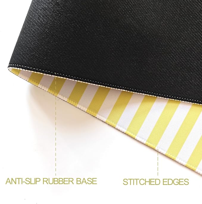 Yellow Striped Desk Mat Cute Pastel XXL Large Gaming Mouse Pad Desk Pad Kawaii Aesthetic Home Office Decor Cozy Keyboard Laptop Computer Mat