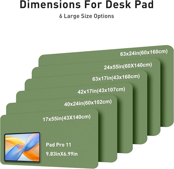 Aothia Faux Leather Desk Mat - Large Mouse Pad, Non-Slip PU Leather Blotter, Waterproof Writing Surface for Office and Home (Olive Green, 42" x 17")