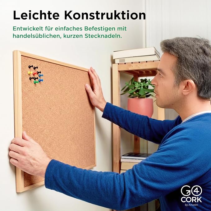 Go4Cork Framed Cork Bulletin Board - 23.6”x 15.7” | Wall Mounted Premium Double-Sided Pine Frame Eco Cork Memoboard | Office Home Classroom Organization Decor | Pushpins & Set Up Accessories Included