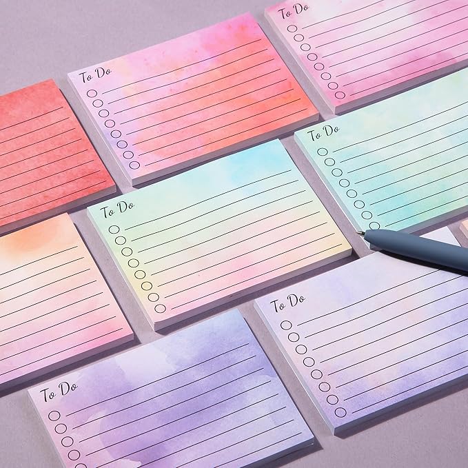 Mr. Pen- to Do List Sticky Notes, 3"x4", 9 Pads, 450 Sheets, Daily to Do List Notepad, Lined Sticky Notes, Watercolor