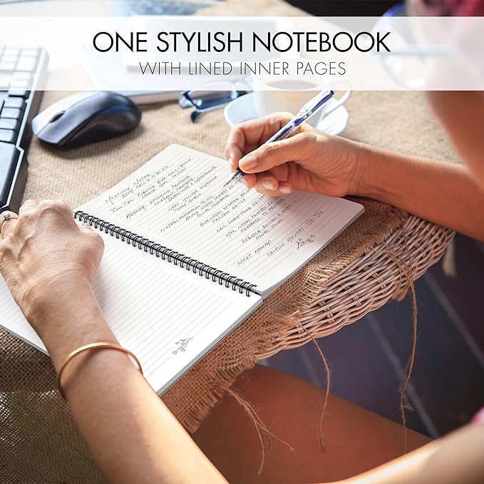 Aesthetic Spiral Notebook Journal For Women - Cute Dark Green 10.5 x 8.5 College Ruled To Do List Notepad With Large Pockets - Perfect to Stay Organized and Boost Productivity at Work or School
