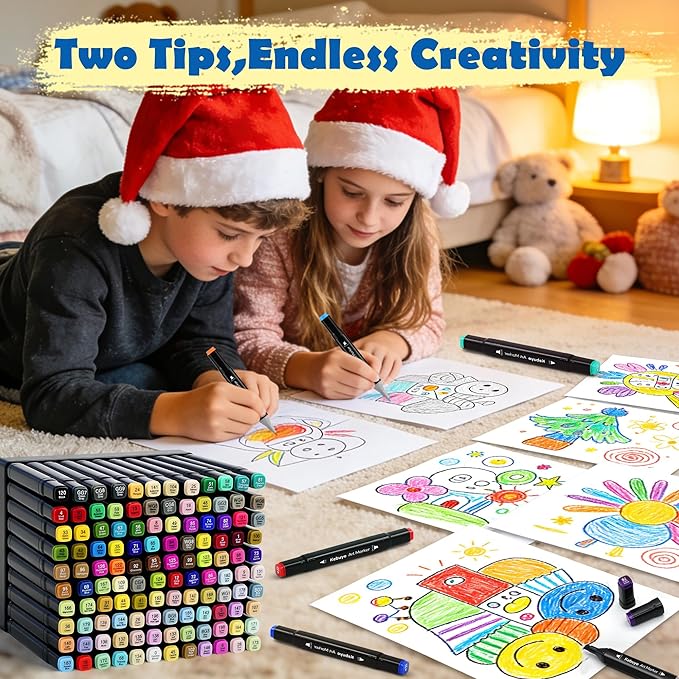120 Colors Alcohol Art Markers Set, Dual Tips Blender for Drawing, Sketching, Coloring, Underlining, Professional Permanent Sketch Markers for Kids and Adults