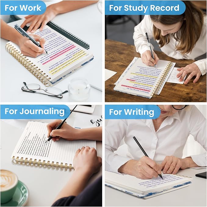 Spiral Notebook for Work Thick Hardcover Lined Journal for Note Taking | Porcelain Rose 300 Pages (7.1"x10") B5 College Ruled Journal for Women & Writing, Fit for Office Home School Supplies