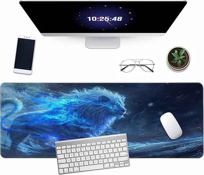 Cool Lion Galaxy Star Extended Gaming Mouse Pad, Multipurpose Non-Slip Rubber Base Large Keyboard Mousepad Desk Mat for Office Home, 31.5" X 11.8"