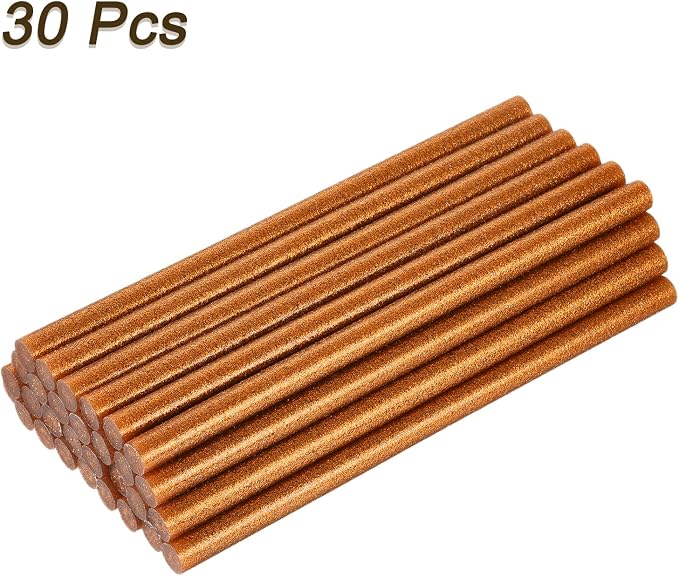 uxcell 30pcs Full Size Hot Glue Gun Sticks 8-inch x 0.43-inch High Sticky Large Hot Glue Sticks for Glue Gun, Glitter Bronze Gold