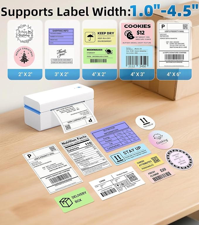 ORGSTA Bluetooth Thermal Shipping Label Printer, 4x6 Shipping Label Printer | Compatible with Android, iPhone, Windows & Mac, Widely Used for, Shopify, Etsy, USPS, Small Business, Shipping Package