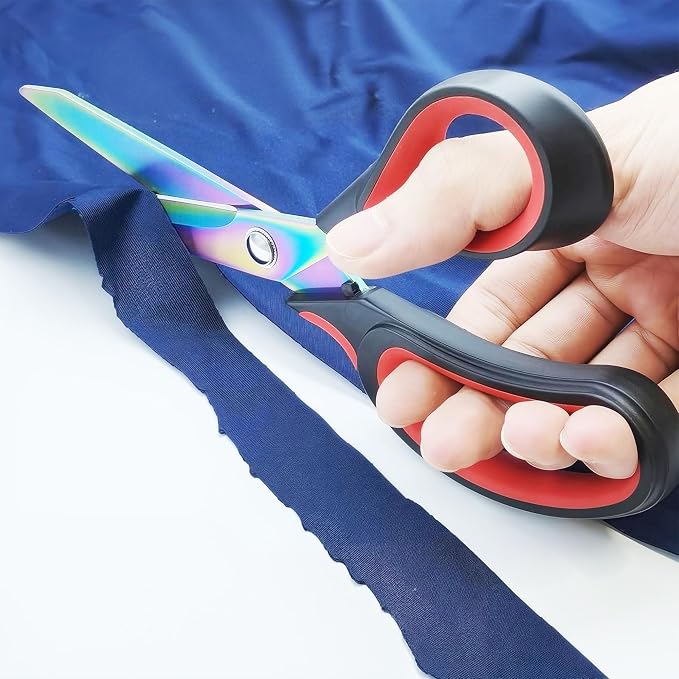 Fabric Scissors 9.5 Inch Sharp Heavy Duty Multi-Purpose Titanium Coated Stainless Steel Scissors with Comfortable Handles, Perfect for Arts and Crafts