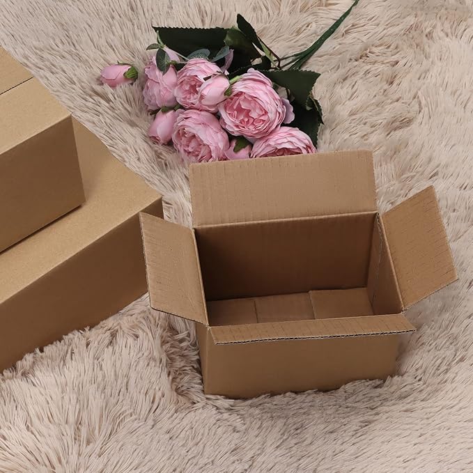 CRUGLA 6x4x4 Shipping Boxes Set of 25, Corrugated Cardboard Mailing Packaging Moving Box for Packaging