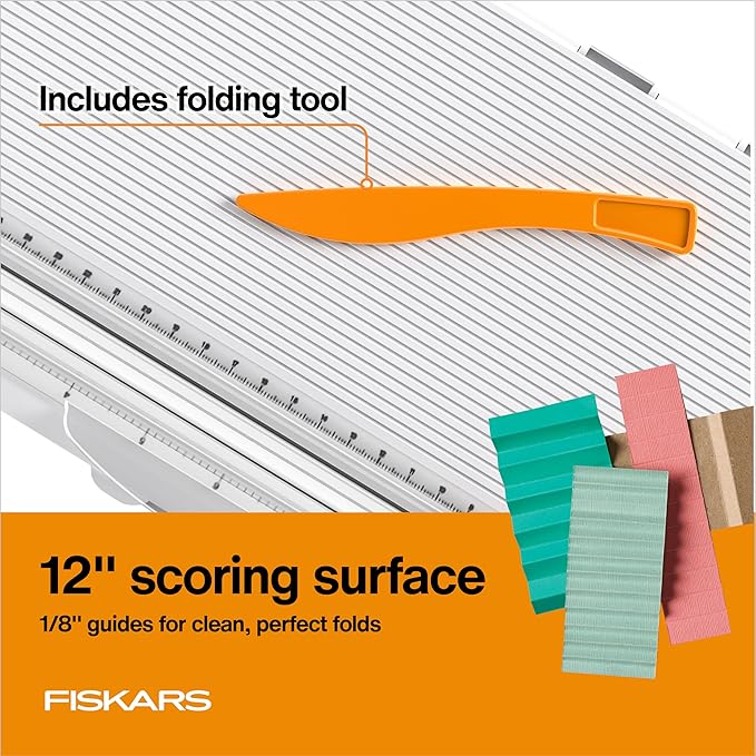 Fiskars 12" Trim & Score Board, TripleTrack System, Integrated Scoring Surface, Folding Design for Crafting and Travel