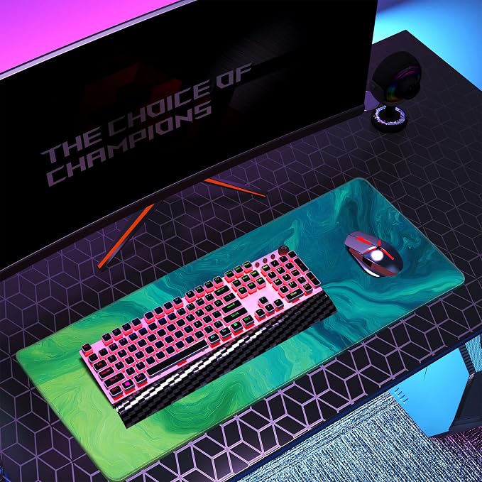 Mouse Pad Desk Pad Mat Extra Large Mousepad Gaming (31.5x11.8 in), Home Office Decor Stitched Edges Smooth Surface Non-Slip Bottom