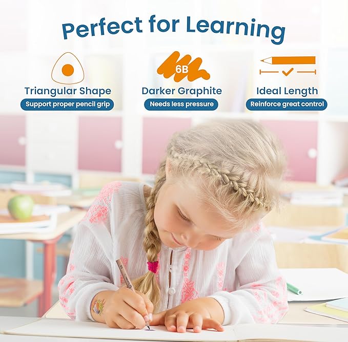 Learning Pencils for Toddlers 2-4 Years – Our Kids Pencils for Beginners Toddlers and Preschoolers with Jumbo Triangle Shape are Specially Designed Triangle (24 Pack)