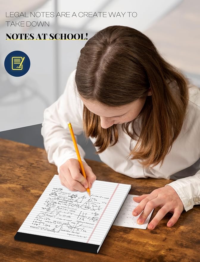 12 Pack Note Pads 8.5 x 11, White Legal Pads 8.5 x 11 Wide Ruled Lined | Writing Pads Legal Notepads Legal Ruled Lined Paper Pads 8.5 x 11 Inch 30 Sheets Per Writing Pad for School, Office, Home