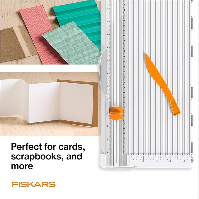 Fiskars 12" Trim & Score Board, TripleTrack System, Integrated Scoring Surface, Folding Design for Crafting and Travel