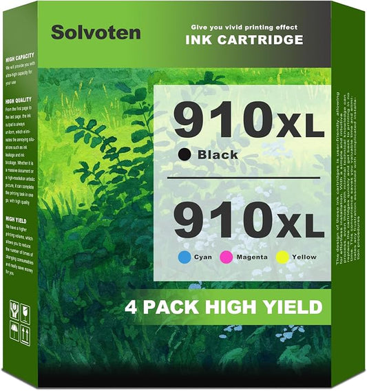 910 910XL 8015e 8025e Ink Cartridges Combo Pack with New Chip | Compatible for OfficeJet Pro 8020 8028e 8010 8025 8035e 8030 8034e 8035 8022e 8028 Series printer(4 Pack)