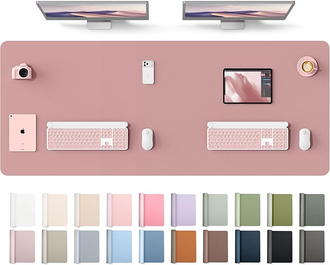 YSAGi Leather Desk Protector, Office Mat, Large Mouse Mat, Non-Slip PU Leather Blotter, Laptop Desk Mat, Waterproof Writing Pad for Office and Home(Pale Mauve, 63" x 24")