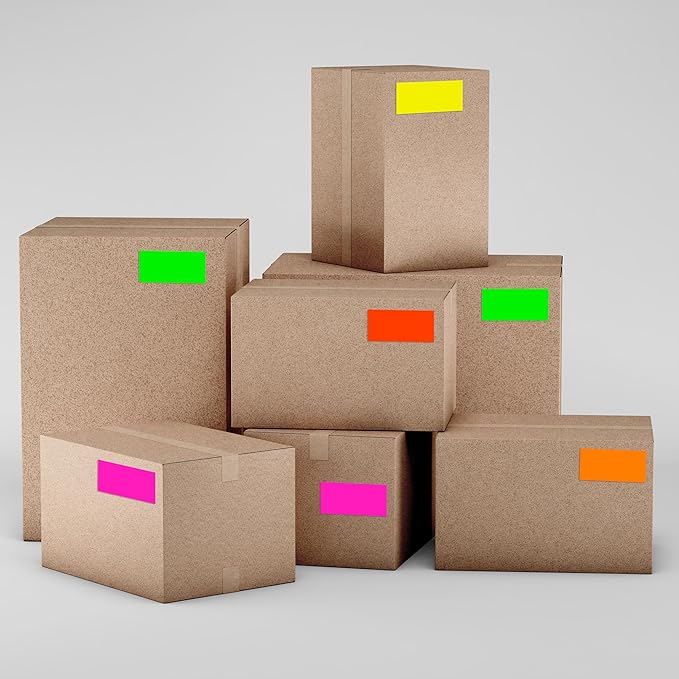700 PCS Fluorescent Color Coding Stickers 1.57 x 0.75 Inch Rectangle in 5 Colors writable Colored Labells Sticker for Inventory and Home Organize, File Classification