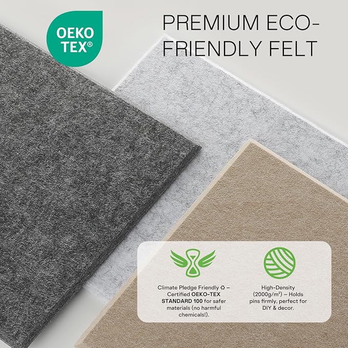 MaxGear Felt Bulletin Board 36" x 24", Light Gray Felt Wall Tiles Push Pins | Cork Board For Walls Alternative, 6 Pack 11.8" x 11.8" Wall Panels, Pin Board Custom Layout Design, Office Decor Home Decor
