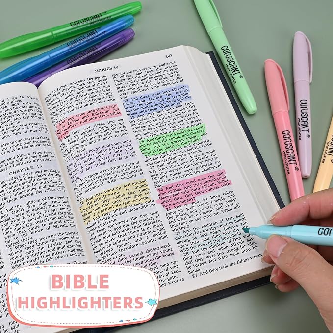 coruscant Assorted Colors Highlighters Set, 20 Pack, Chisel Tip Cute Bible Highlighters and Candy Color, No Bleed Dry Quickly, for Journal Bible Study, Good for thin paper School Office Supplies